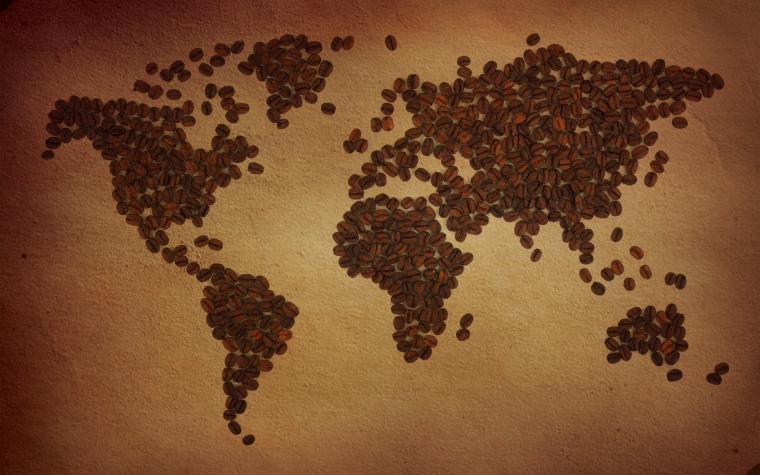 复古背景 世界地图 复古地图 咖啡豆地图 