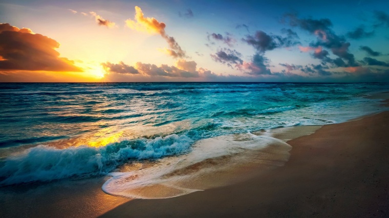 海浪 海水 大海 晚霞天空 