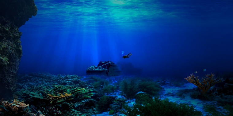 深海海底 潜水员 
