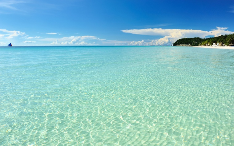 海滩 沙滩 蓝天白云 夏天 