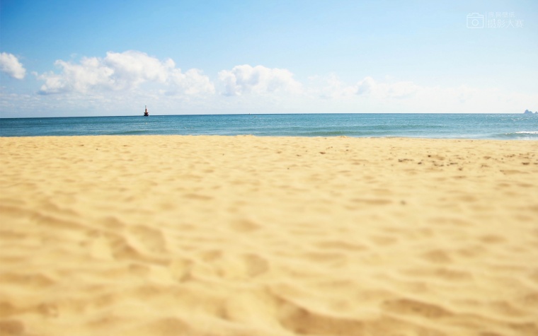 海滩 沙滩 蓝天白云 夏天 