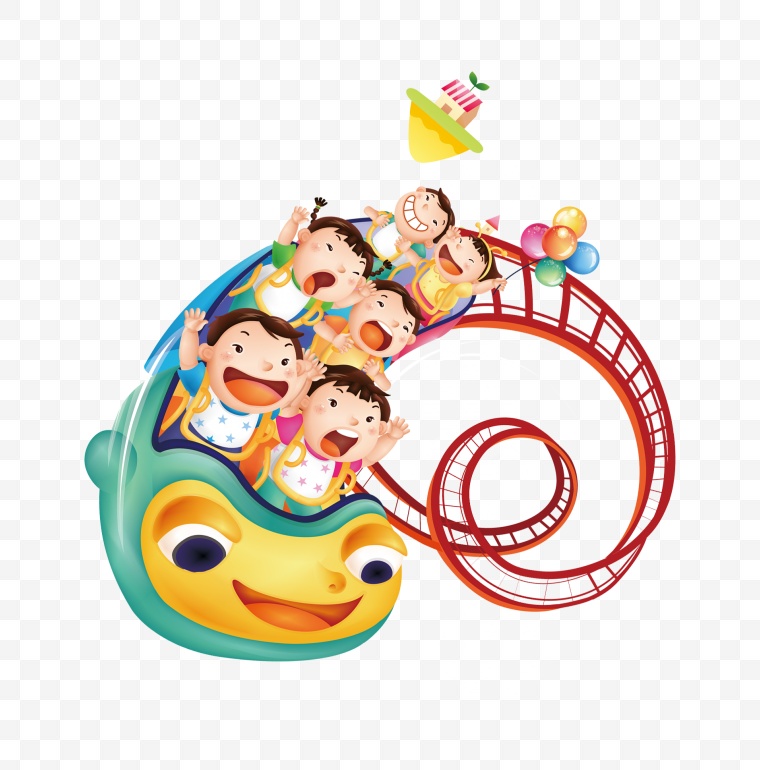 儿童节 61 六一 卡通儿童 卡通小孩 游乐场 
