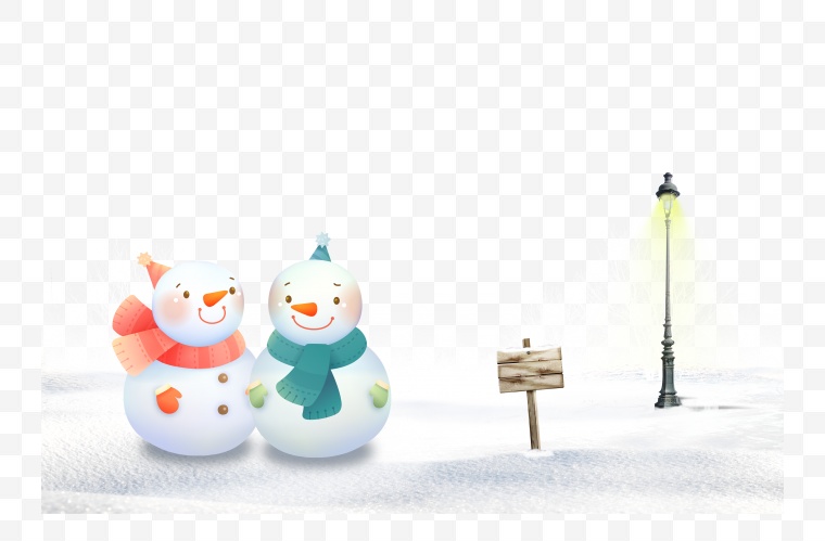 雪地 冬天 冬季 雪人 路灯 圣诞节 