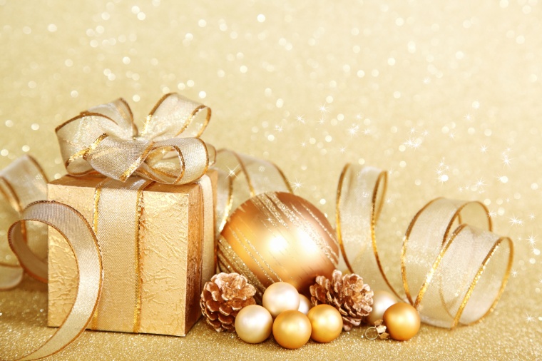 圣诞节 金色背景 金色光斑 金色礼盒 