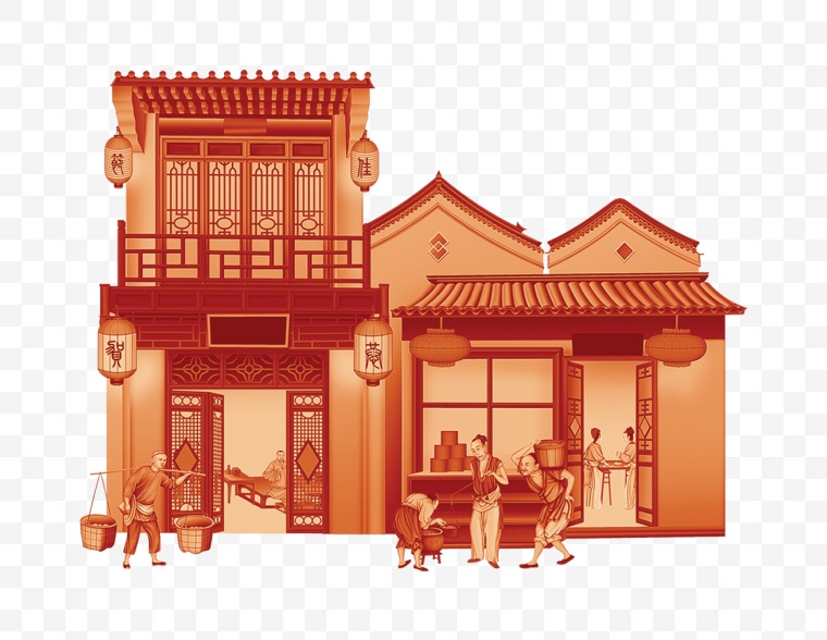 中式古典建筑 中国风 中式建筑 中秋节 中秋 