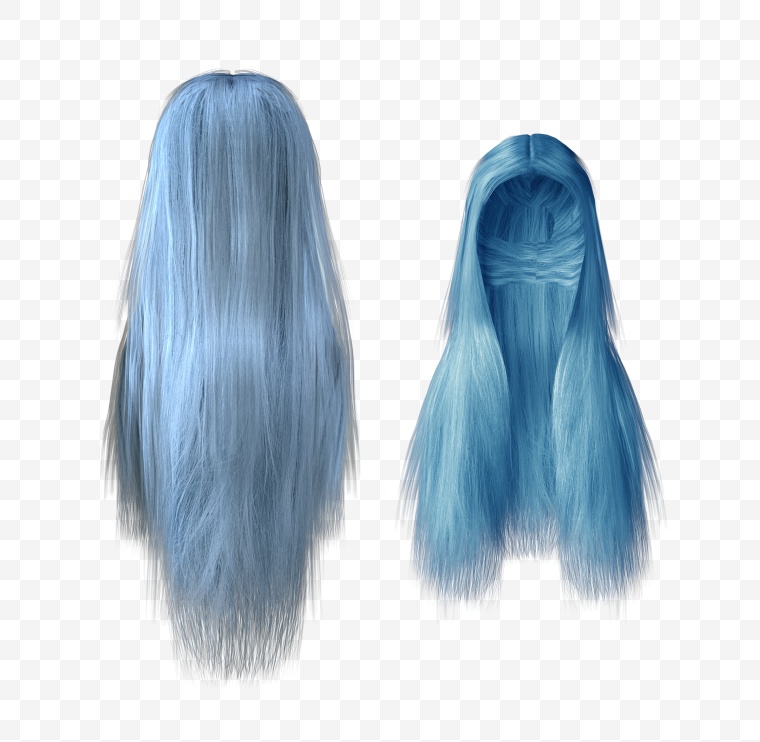 头发 长头发 蓝色头发 