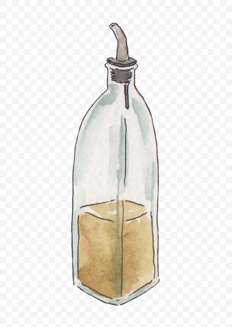 手绘厨房用品 手绘橄榄油瓶子 
