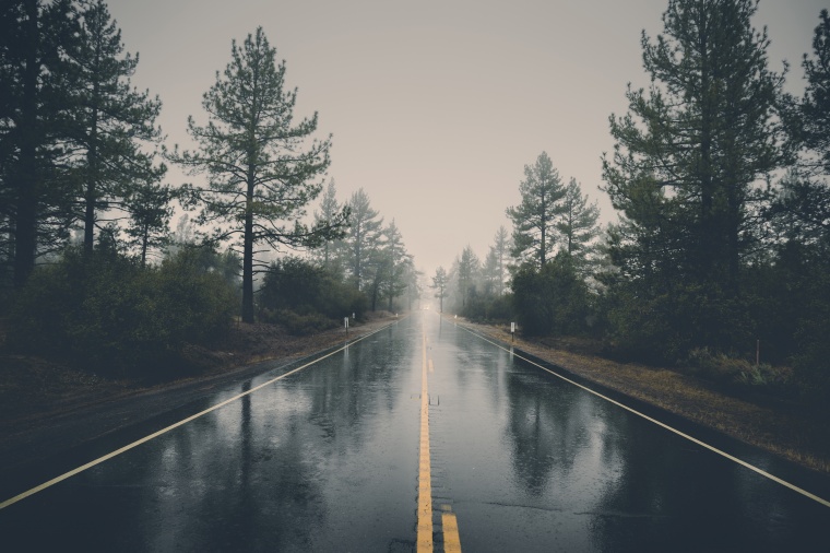 路 道路 树林 夜晚 阴雨 马路 意境 背景图 高清背景图片 图片素材 