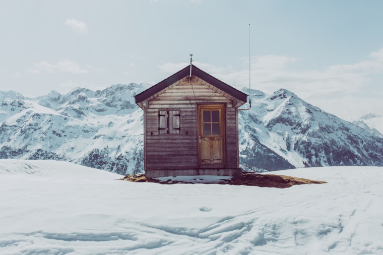 雪山 冬天 冬季 雪 雪地 山 山脉 小屋 天空 自然 季节 背景图 背景 高清背景 