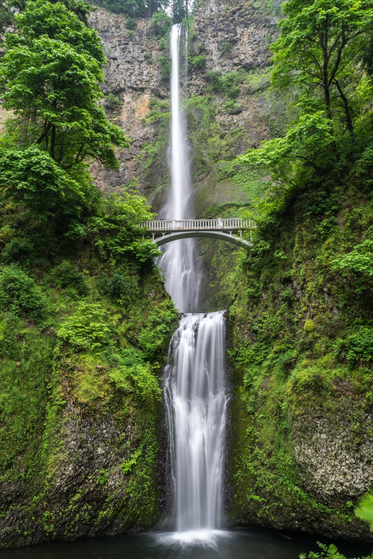 瀑布 水流 树林 自然 壮观 桥 风景 美景 背景图 高清背景 背景 