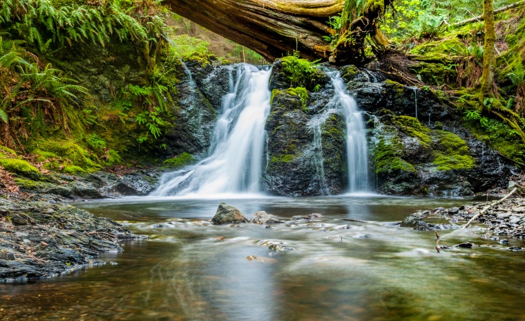 瀑布 山涧 水流 树林 自然水潭 风景 美景 背景图 高清背景 背景 