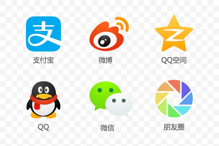 支付宝 微博 qq空间 微信 qzone 图标 社交媒体 