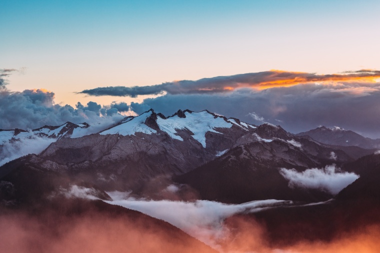 山峰 山 山脉 天空 雪山 黄昏 自然 风景 