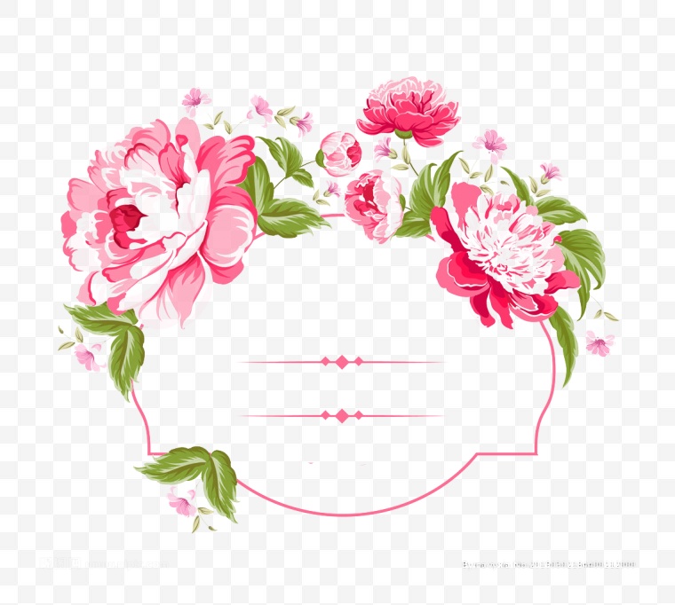 粉色花 手绘花 花边 花框 
