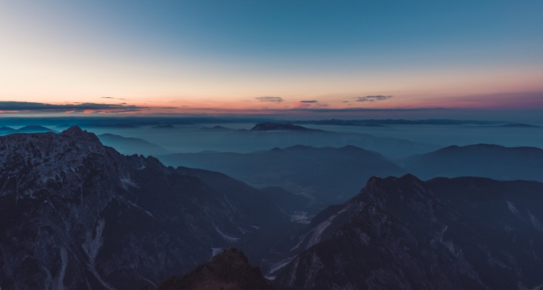 山峰 山 山脉 山川 天空 晚霞 黄昏 自然 风景 