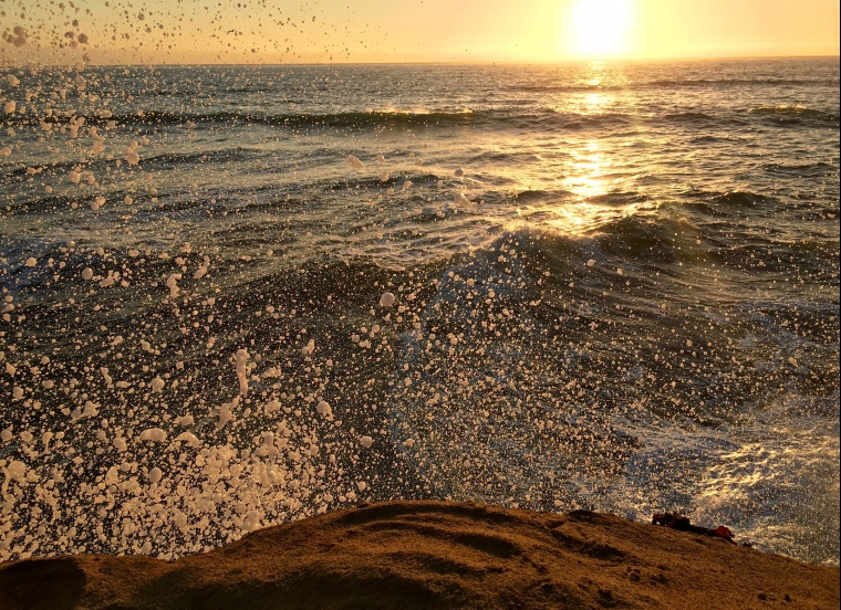 大海 海 海水 浪花 日出 自然 风景 