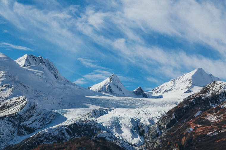 山峰 山 山脉 雪山 冬天 天空 自然 风景 