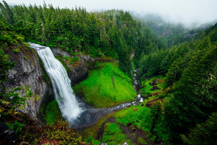 瀑布 水流 树林 自然 壮观 风景 美景 