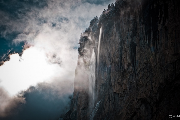 瀑布 水流 自然 壮观 峭壁 风景 美景 