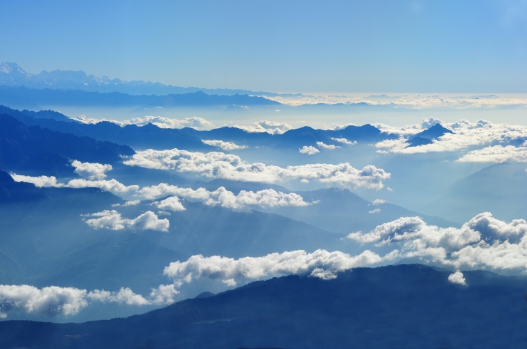 山峰 山 山脉 山川 白云 天空 自然 风景 