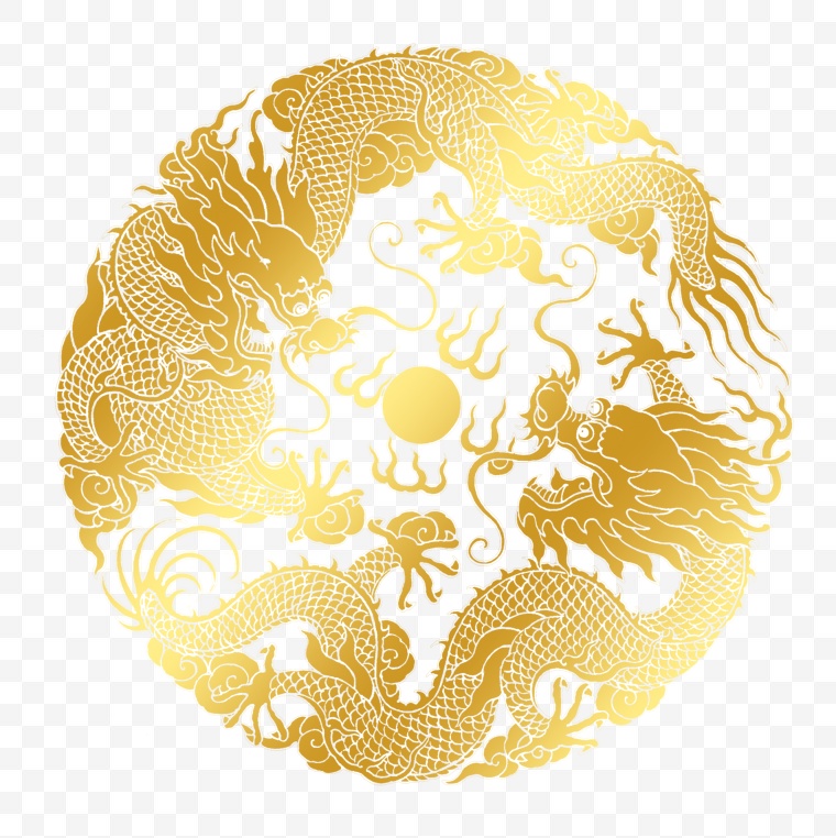 龙 金龙 图腾 民族 民族象征 象征 中国风 中国元素 符文 
