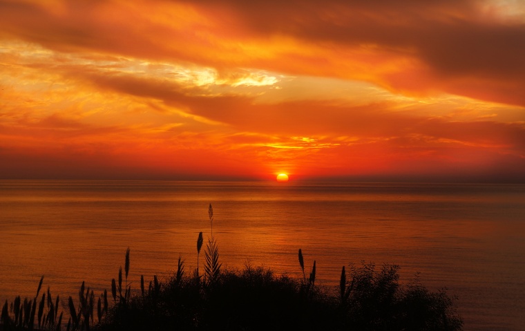 黄昏 天空 暮光 山川 山水 夕阳 落日 自然 风景 