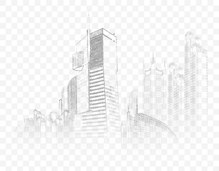 城市 建筑 都市 生活 高楼 大厦 手绘图 线条城市 素描 