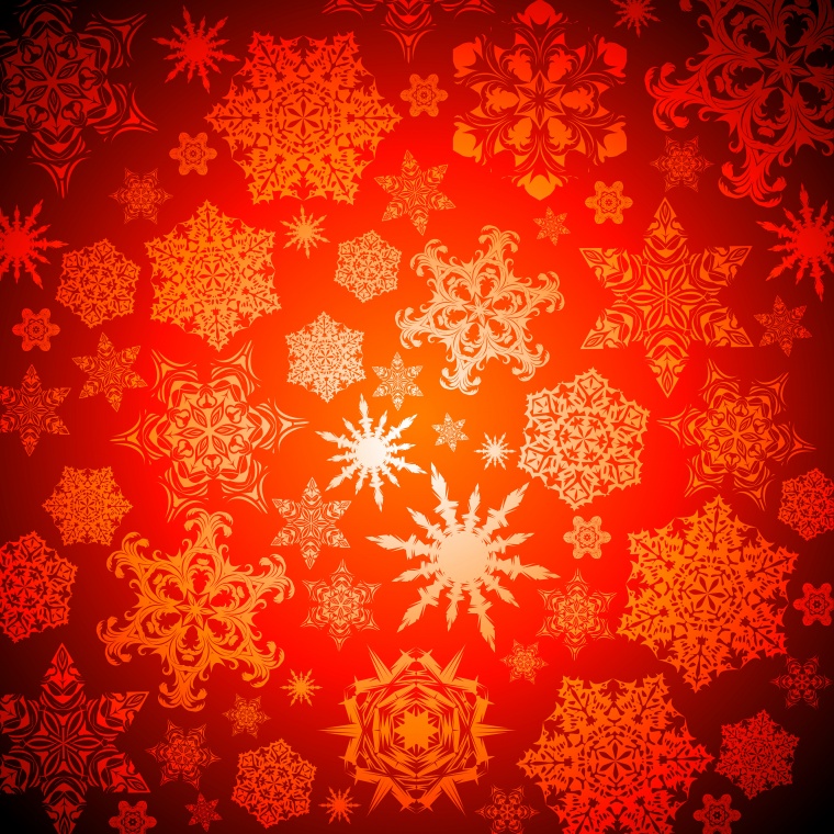 雪花 雪 雪片 雪结晶 红色背景 绘画 节日 喜庆 圣诞节 