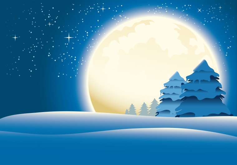 圣诞节 雪夜 月亮 唯美 下雪 雪景 唯美 圣诞背景 圣诞节背景 圣诞 