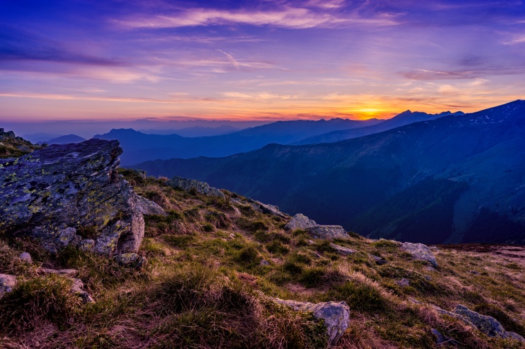 黄昏 天空 暮光 山川 夕阳 落日 日落 傍晚 自然 风景 