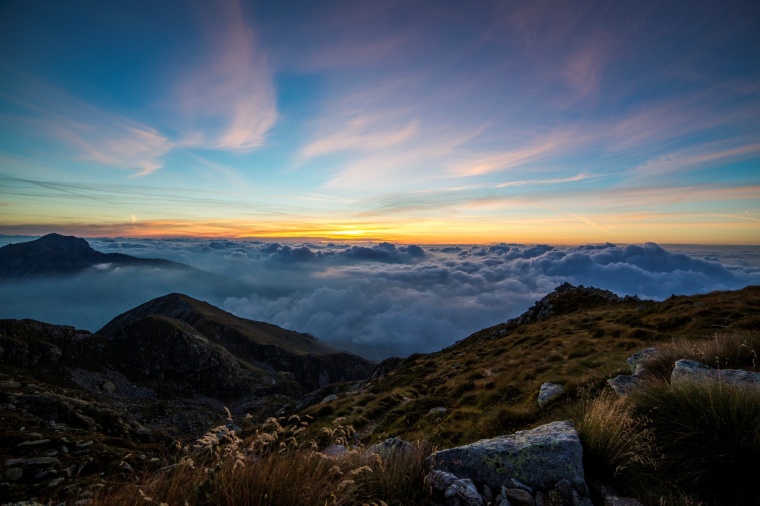 黄昏 太阳 日落 晚霞 夕阳 云 山川 风景 自然 