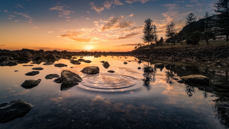 黄昏 太阳 日落 晚霞 夕阳 湖 风景 自然 