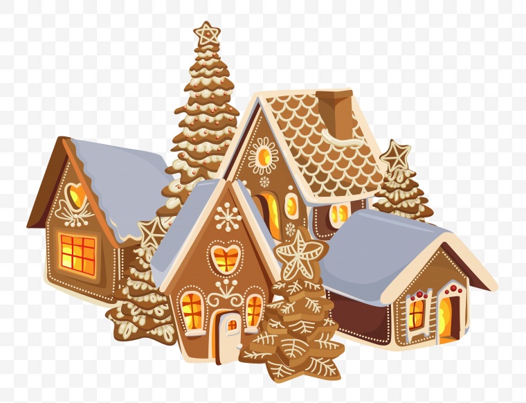 圣诞节 房屋 装饰 雪景 卡通 木屋 