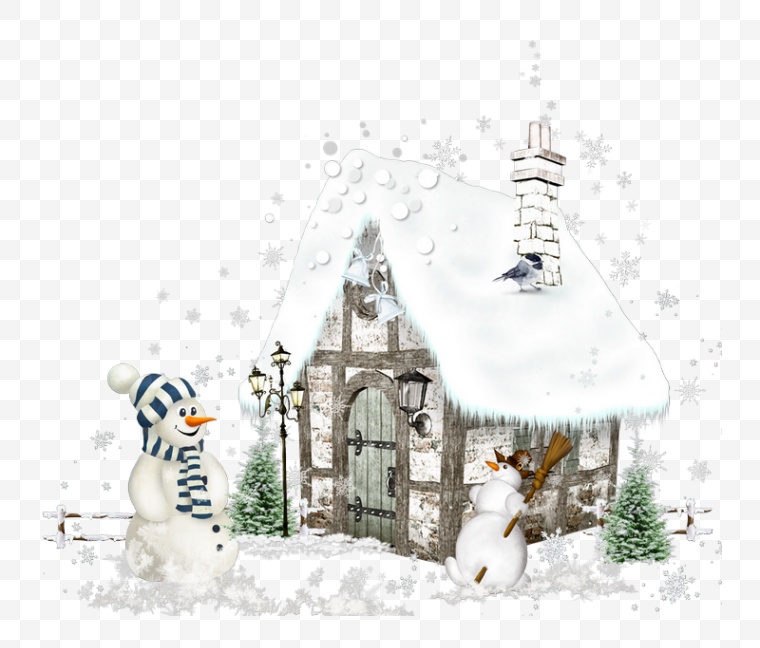 圣诞节 圣诞 雪景 小房子 卡通圣诞 雪人 