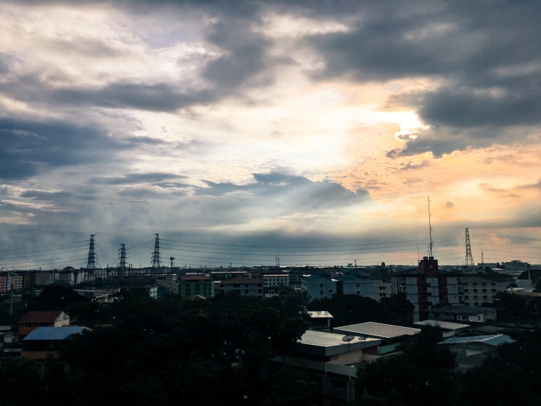 黄昏 天空 暮光 夕阳 落日 小镇 自然 风景 