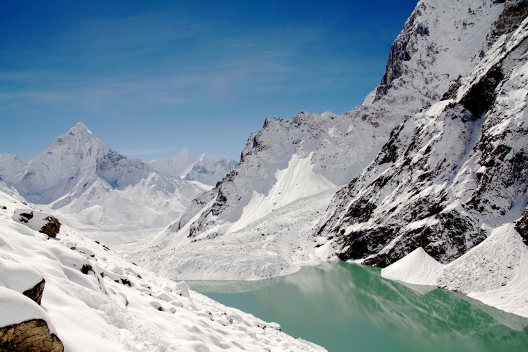 雪山 景色 雪景 自然 风光 冬季 冬天 湖泊 风景 