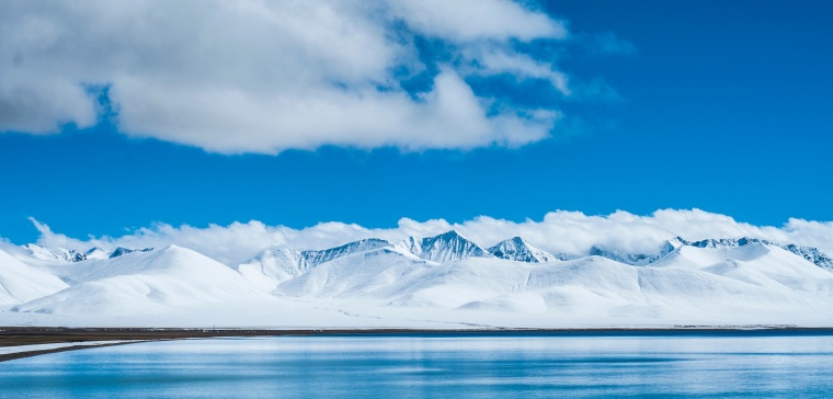 雪山 景色 雪景 自然 风光 冬季 冬天 湖泊 风景 