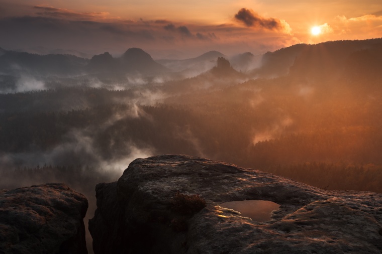 黄昏 天空 暮光 山川 夕阳 落日 自然 风景 