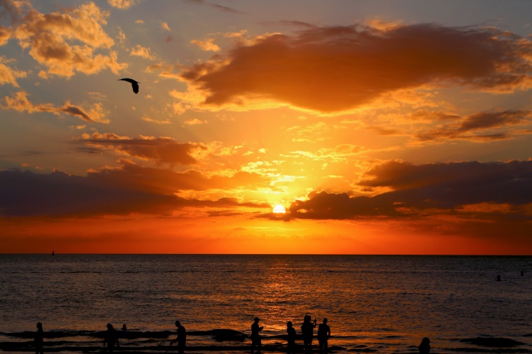 黄昏 天空 暮光 海滩 海边 夕阳 落日 自然 风景 