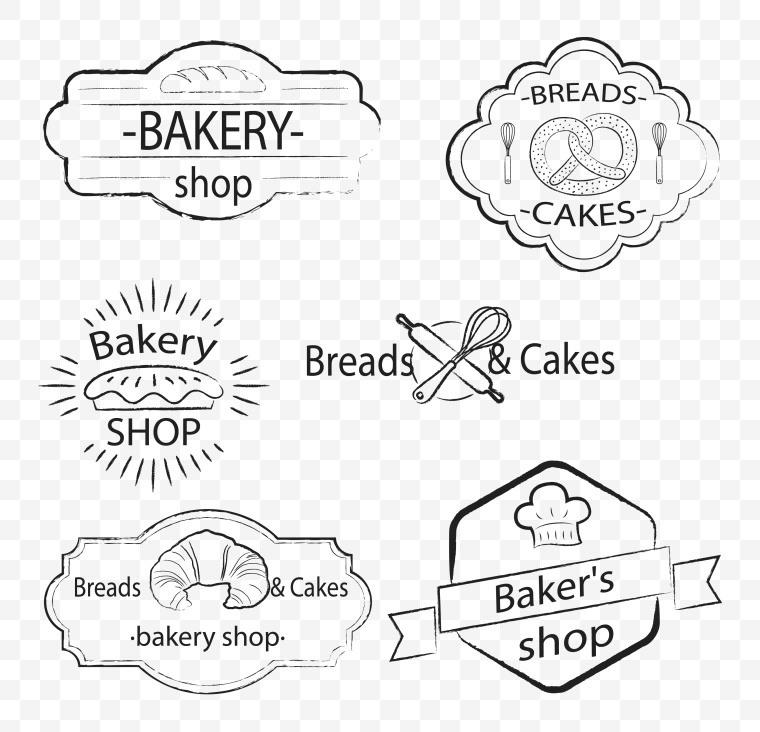面包店标签 面包店 标签 花纹边框 logo 