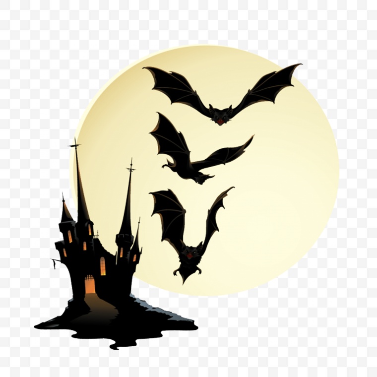 万圣节 万圣节标志 城堡 吸血鬼城堡 蝙蝠 