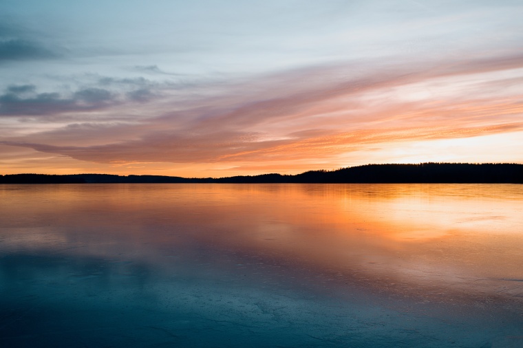 黄昏 太阳 日落 晚霞 夕阳 湖 风景 自然 