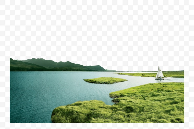 草地湖泊 草地 湖泊 自然 自然风景 风光 湖面 水面 山脉 