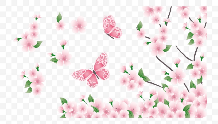 花 花枝 开花 树枝的花 春节 春天 春 桃花 树枝 蝴蝶 