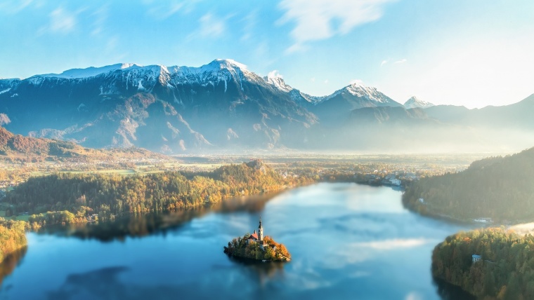 山 山脉 山峰 斯洛文尼亚 湖 湖泊 风景 风光 自然 自然风景 