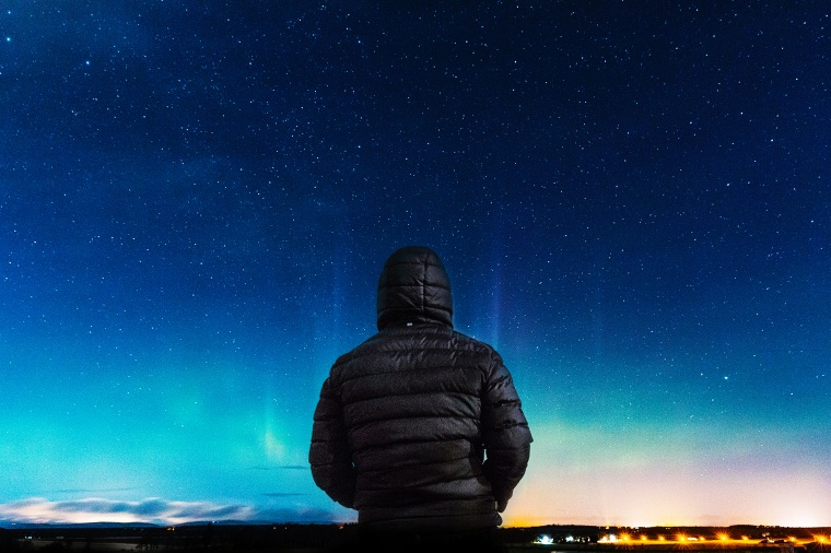 夜空 星空 宇宙星空 夜景 夜 人背影 