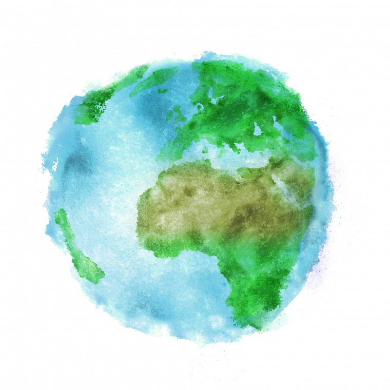 水彩地球 水彩 地球 绿色地球 环保地球 
