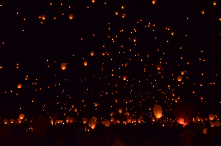 孔明灯 放飞孔明灯 祈福 祈祷 