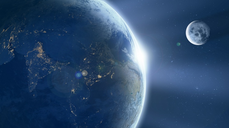 宇宙星空 蓝色科技 科技背景 星空 太阳系 地球 蓝色背景 