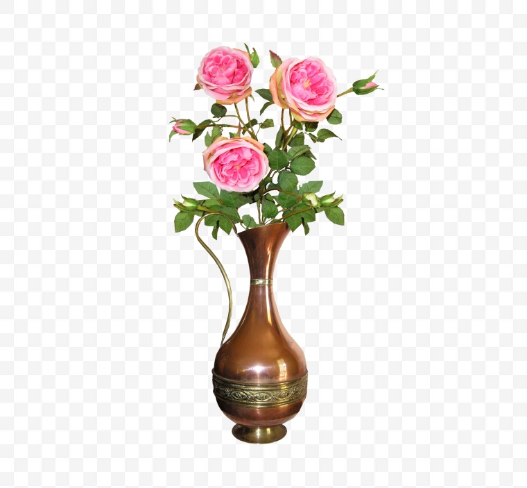 粉色的花 花 花朵 铜器 花瓶 